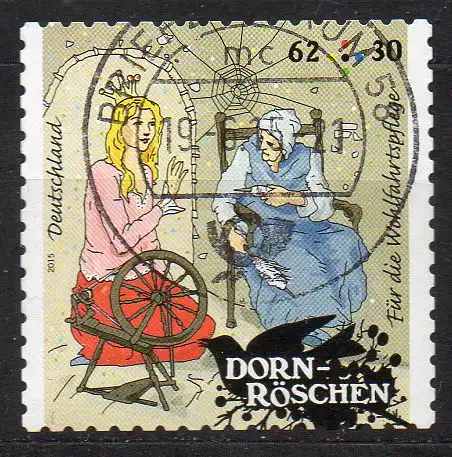 BRD, Mi-Nr. 3136 gest., gestanzt, Wohlfahrt 2015, Grimms Märchen: Dornröschen