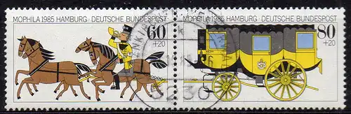 BRD, Mi-Nr. 1255 - 1256 gest., kompl., ZD, Internationale Briefmarkenausstellung MOPHILA ´85 Hamburg