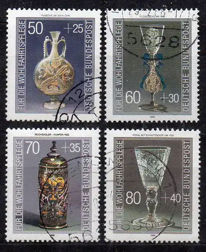 BRD, Mi-Nr. 1295 - 1298 gest., kompl., Wohlfahrt 1986 - Kostbare Gläser