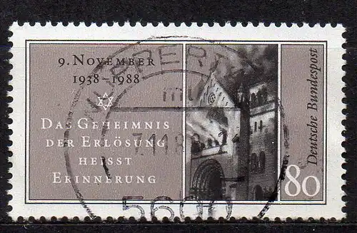 BRD, Mi-Nr. 1389 gest., 50. Jahrestag der Novemberprogrome