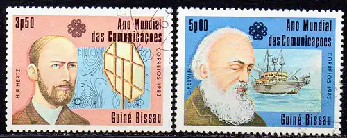 Guinea-Bissau, Mi-Nr. 701 + 702 gest., Weltkommunikationsjahr, Heinrich Hertz + Lord Kelvin