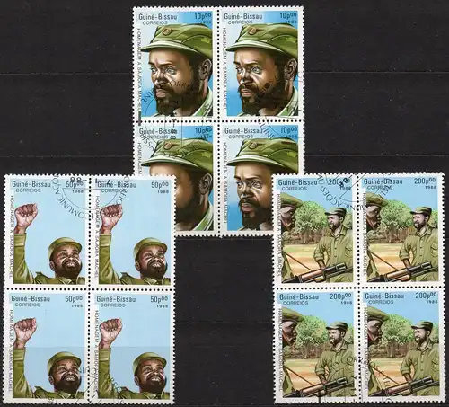 Guinea-Bissau, Mi-Nr. 951, 952 + 953 gest. im 4´er-Block, Samora Machel