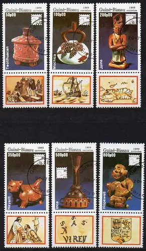 Guinea-Bissau, Mi-Nr. 1065 u. a. gest., Intern. BM-Ausstellung BRASILIANA ´89 Rio de Janeiro - Kunstgegenstände
