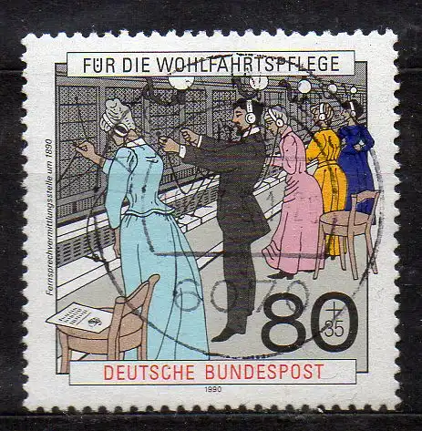 BRD, Mi-Nr. 1475 gest., Wohlfahrt 1990 - Geschichte der Post und Telekommunikation