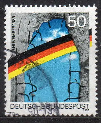 BRD, Mi-Nr. 1481 I gest., 1. Jahrestag der Öffnung der innerdeutschen Grenzen und der Berliner Mauer