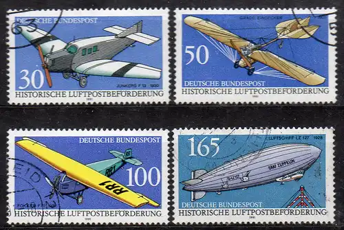 BRD, Mi-Nr. 1522 - 1525 gest., kompl., Historische Luftpostbeförderung