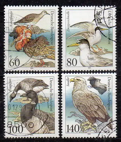 BRD, Mi-Nr. 1539 - 1542 gest., kompl., Tierschutz - bedrohte Seevögel