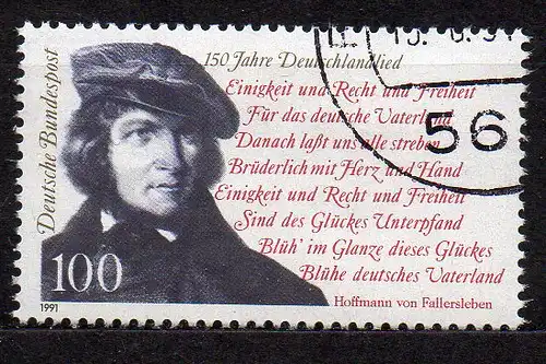 BRD, Mi-Nr. 1555 gest., 150 Jahre Deutschlandlied