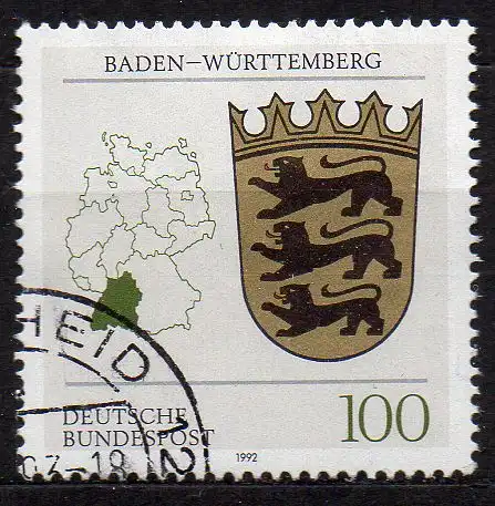 BRD, Mi-Nr. 1586 gest., Wappen der Länder - Baden-Württemberg