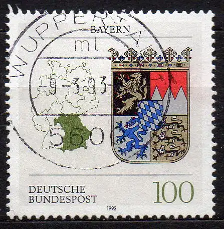 BRD, Mi-Nr. 1587 gest., Wappen der Länder - Bayern