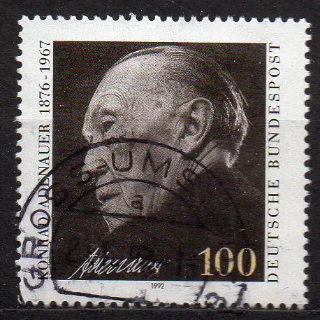 BRD, Mi-Nr. 1601 gest., 25. Todestag von Konrad Adenauer