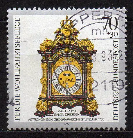 BRD, Mi-Nr. 1632 gest., Wohlfahrt 1992 - Kostbare alte Uhren