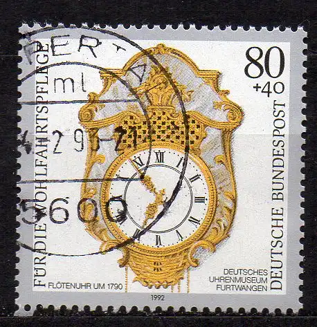 BRD, Mi-Nr. 1633 gest., Wohlfahrt 1992 - Kostbare alte Uhren