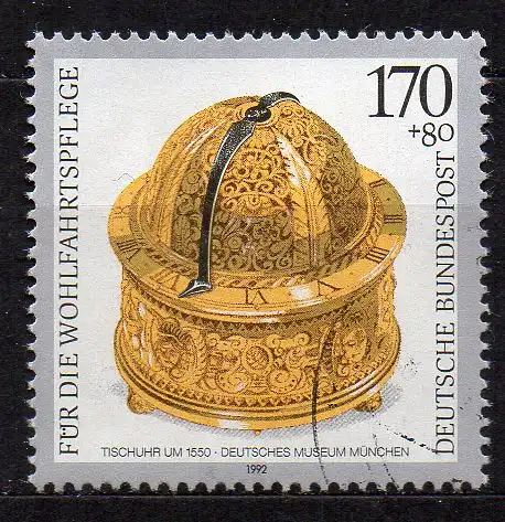 BRD, Mi-Nr. 1635 gest., Wohlfahrt 1992 - Kostbare alte Uhren