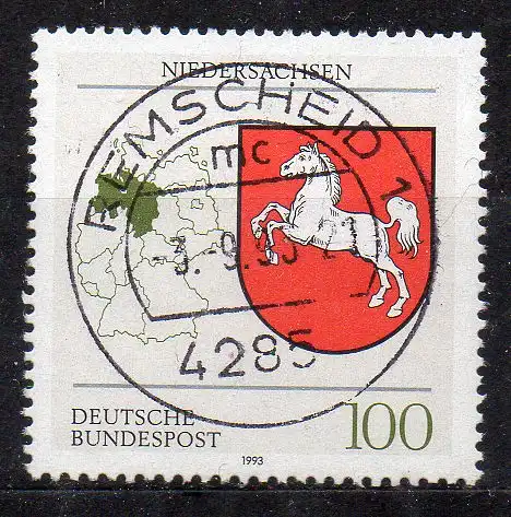 BRD, Mi-Nr. 1662 gest., Wappen der Länder - Niedersachsen