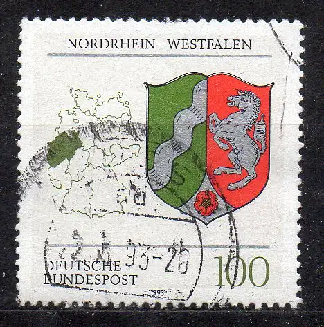BRD, Mi-Nr. 1663 gest., Wappen der Länder - Nordrhein-Westfalen