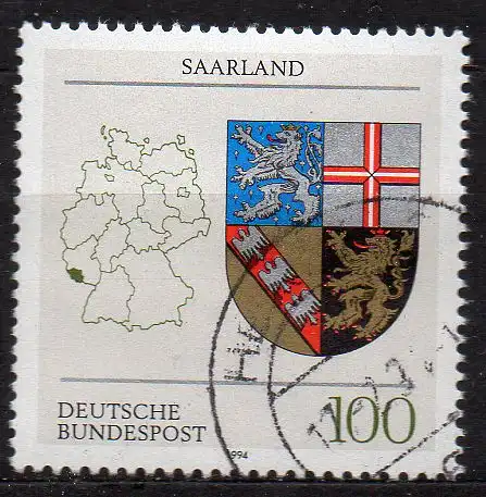 BRD, Mi-Nr. 1712 gest., Wappen der Länder - Saarland