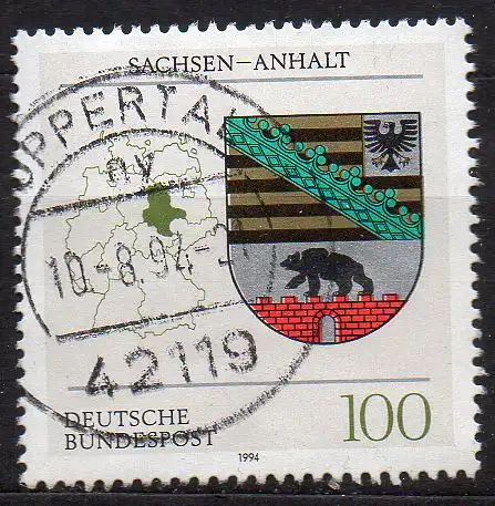 BRD, Mi-Nr. 1714 gest., Wappen der Länder - Sachsen-Anhalt