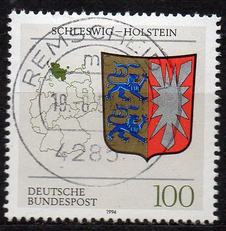 BRD, Mi-Nr. 1715 gest., Wappen der Länder - Schleswig-Holstein