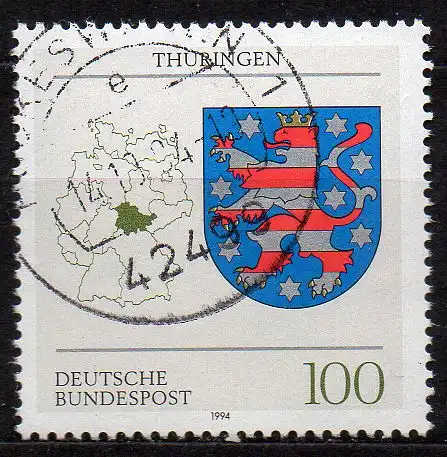 BRD, Mi-Nr. 1716 gest., Wappen der Länder - Thüringen