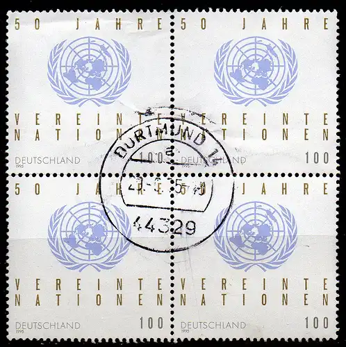 BRD, Mi-Nr. 1804 gest., 4´er-Block, 50 Jahre UNO