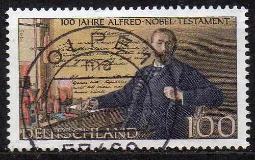 BRD, Mi-Nr. 1828 gest., 100 Jahre Alfred-Nobel-Testament