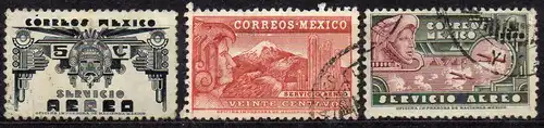Mexiko, Mi-Nr. 714 X, 717 X + 721 X gest.,