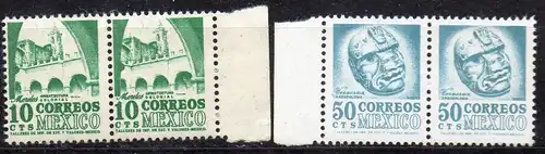 Mexiko, Mi-Nr. 1010 A II z + 1015 A II z **, waagerechte Paare