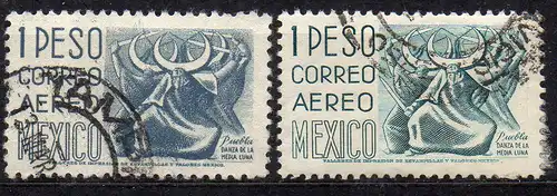 Mexiko, Mi-Nr. 1030 I X A + 1030 I X Dx gest.,