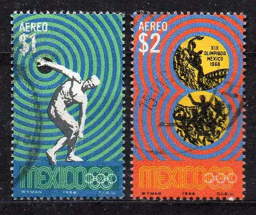 Mexiko, Mi-Nr. 1289 + 1290 gest., Olympische Spiele 1968 Mexiko