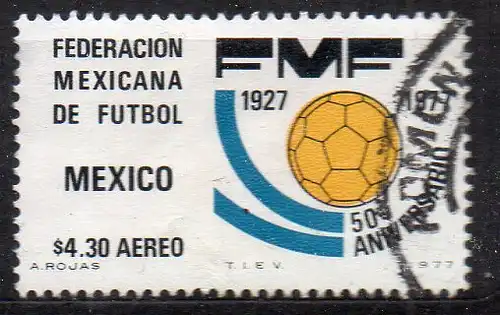 Mexiko, Mi-Nr. 1552 gest., 50 Jahre Fußballverband Mexikos