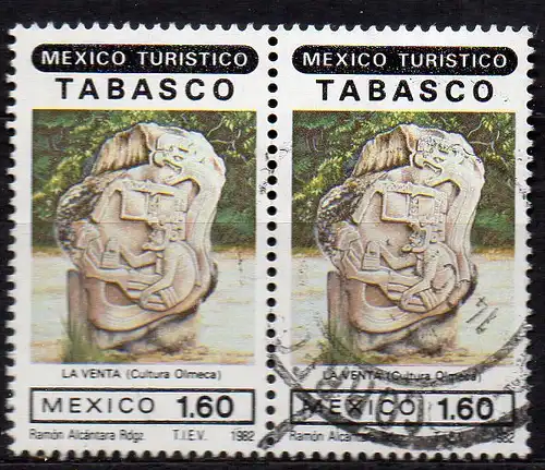 Mexiko, Mi-Nr. 1824 gest., waagerechtes Paar, Bundesstaat Tabasco