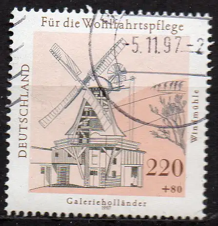 BRD, Mi-Nr. 1952 gest., Wohlfahrt 1997 - Mühlen in Deutschland