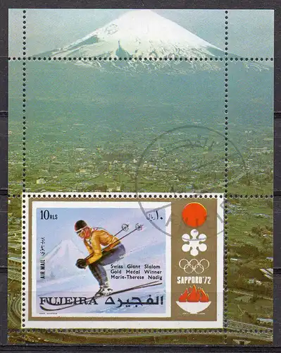 Fujeira, Block Mi-Nr. 90 A gest., Olympische Winterspiele 1972 Sapporo