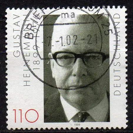 BRD, Mi-Nr. 2067 gest., Bundespräsident Gustav Heinemann