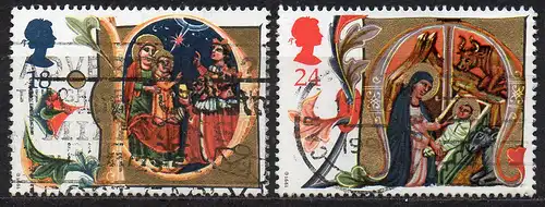 Großbritannien, Mi-Nr. 1367 + 1368 gest., Weihnachten 1991