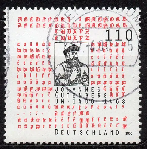 BRD, Mi-Nr. 2098 gest., Johannes Gutenberg