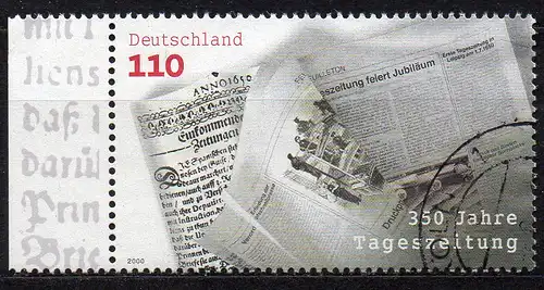 BRD, Mi-Nr. 2123 gest., 350 Jahre Tageszeitungen