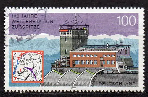 BRD, Mi-Nr. 2127 gest., 100 Jahre Wetterstation auf der Zugspitze