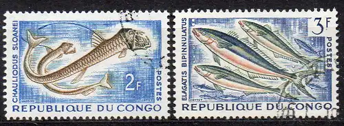 Kongo - Brazzaville, Mi-Nr. 15 + 16 gest., Fische