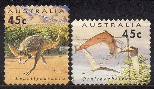 Australien, Mi-Nr. 1376 - 1377 gest., kompl., prähistorische Tiere