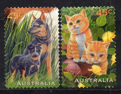 Australien, Mi-Nr. 1603 - 1604 gest., kompl., Hunde + Katzen