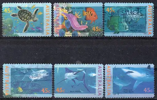 Australien, Mi-Nr. 1517- 1522 gest., kompl., Meerestiere