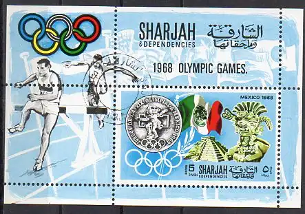 Sharjah, Block Mi-Nr. 41 A gest., Olympische Spiele Mexiko 1968