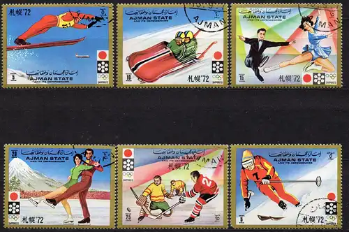 Ajman, Mi-Nr. 1230 - 1235 gest., kompl., Winterolympiade Sapporo 1972
