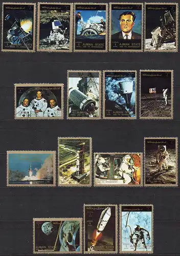 Ajman, Mi-Nr. 2637 - 2652 gest., kompl., Geschichte der Raumfahrt (Großformat)