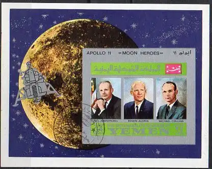 Jemen (Königreich), Block Mi-Nr. A 167 gest., Raumfahrt - Apollo 11 Astronauten