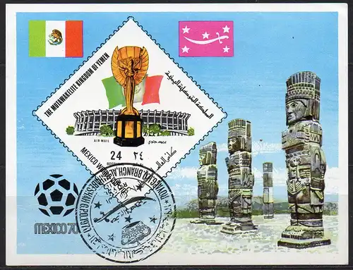 Jemen (Königreich), Block Mi-Nr. 191 B gest., Fußball-Weltmeisterschaft Mexiko 1970