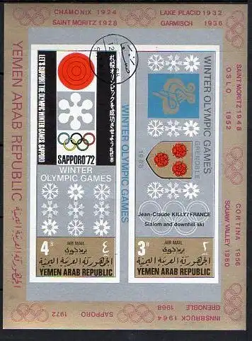 Jemen (Nordjemen), Block Mi-Nr. 82 B gest., Olympische Winterspiele