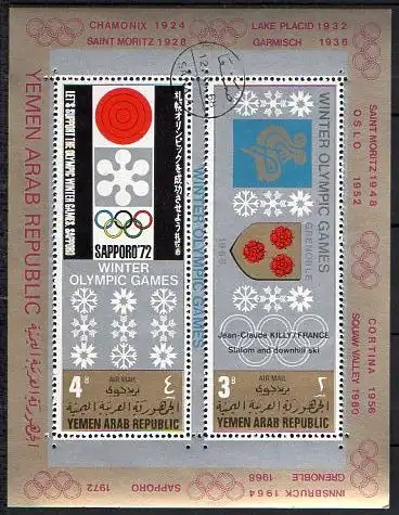 Jemen (Nordjemen), Block Mi-Nr. 83 A gest., Olympische Winterspiele